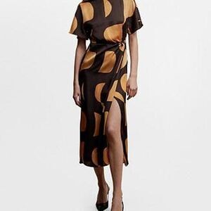 Mango Brown and Gold Dress